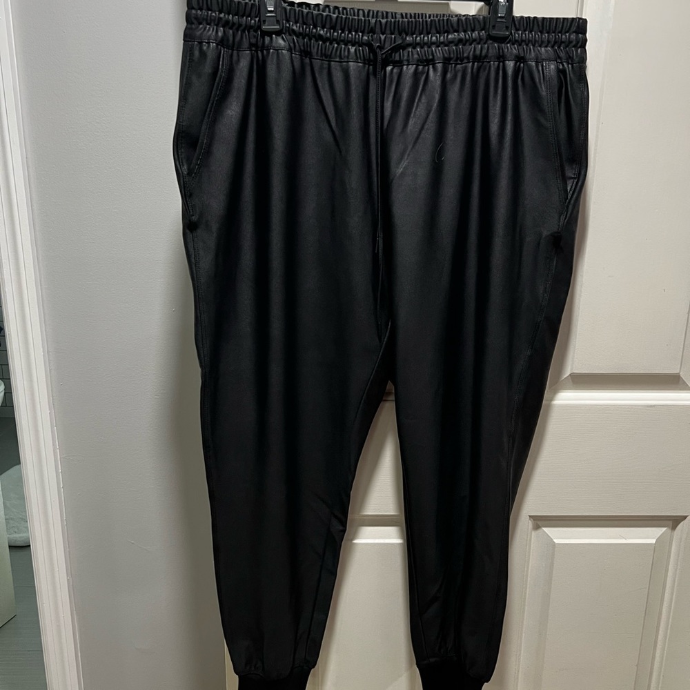 Faux leather joggers